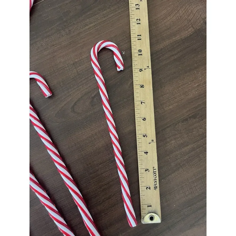 Vintage 17 Christmas Twisted Large Candy Canes Red And White Sturdy Plastic